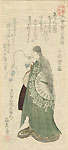 SHUNMAN, A Lady Doing Soap Bubbles, woodcut, surimono